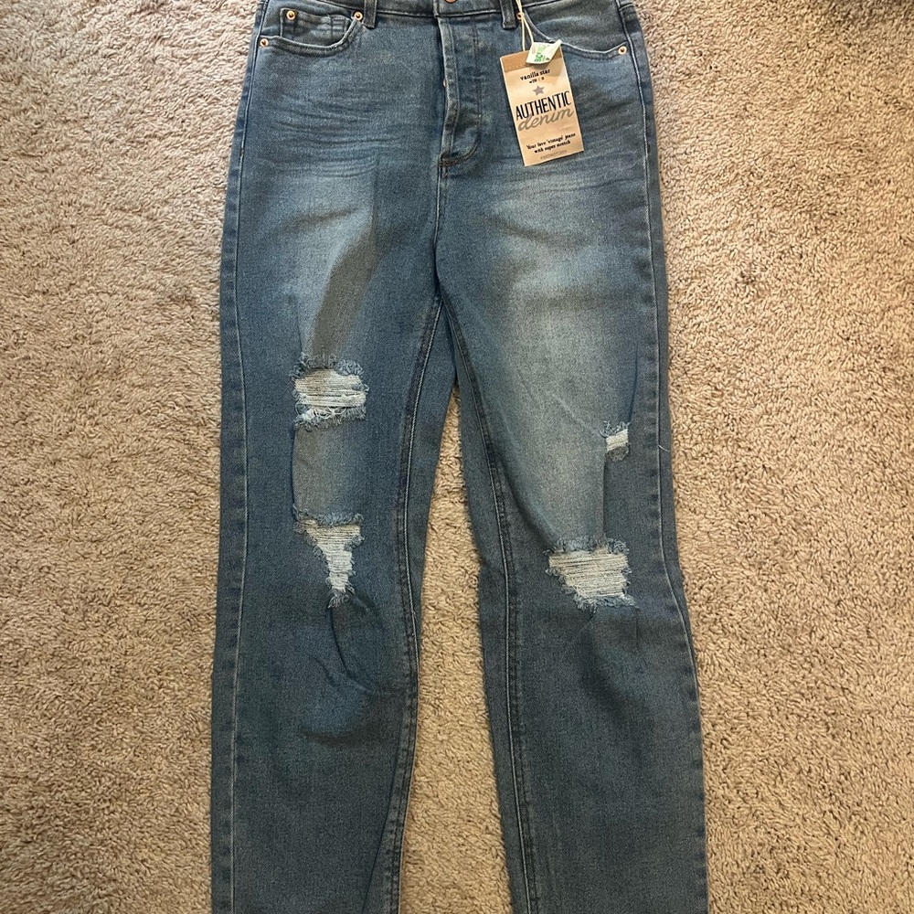 Vanilla Star Women's Light Blue Ripped Skinny Jeans